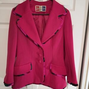 Vintage-Chic Fuchsia Women's Blazer